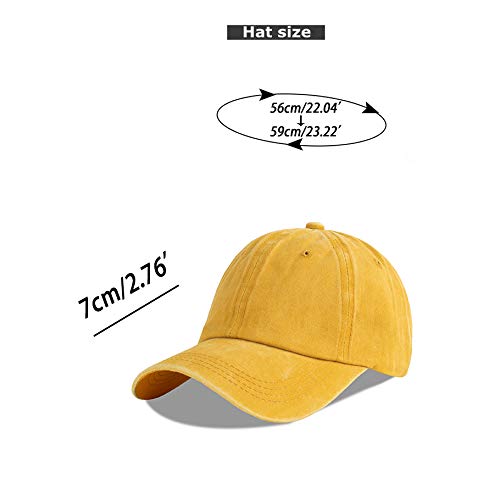 LANGZHEN Unisex Baseball Cap 100% Cotton Fits Men Women Washed Denim Adjustable Dad Hat