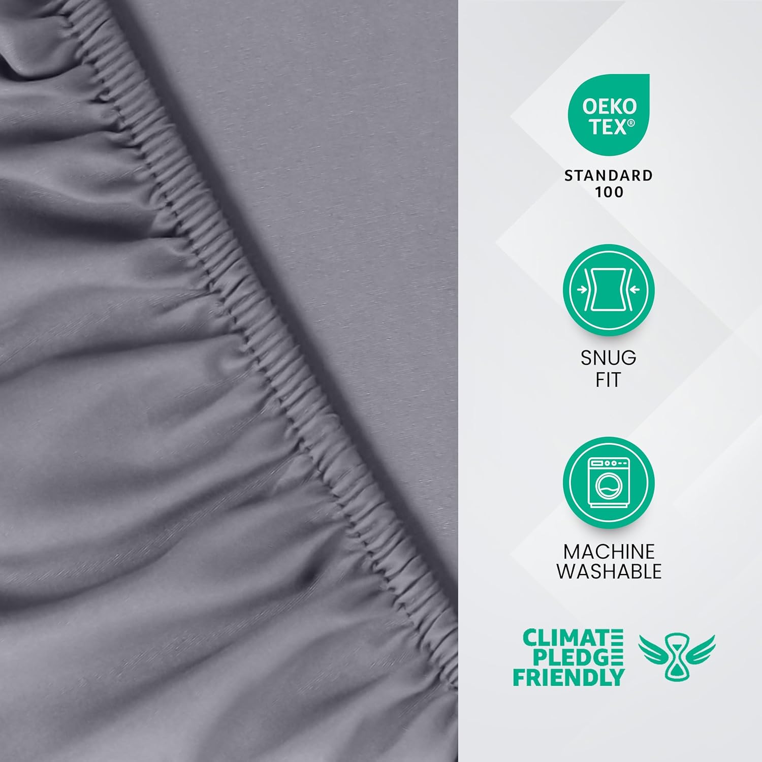 Fitted Sheet Double Grey Soft Brushed Microfibre Fabric