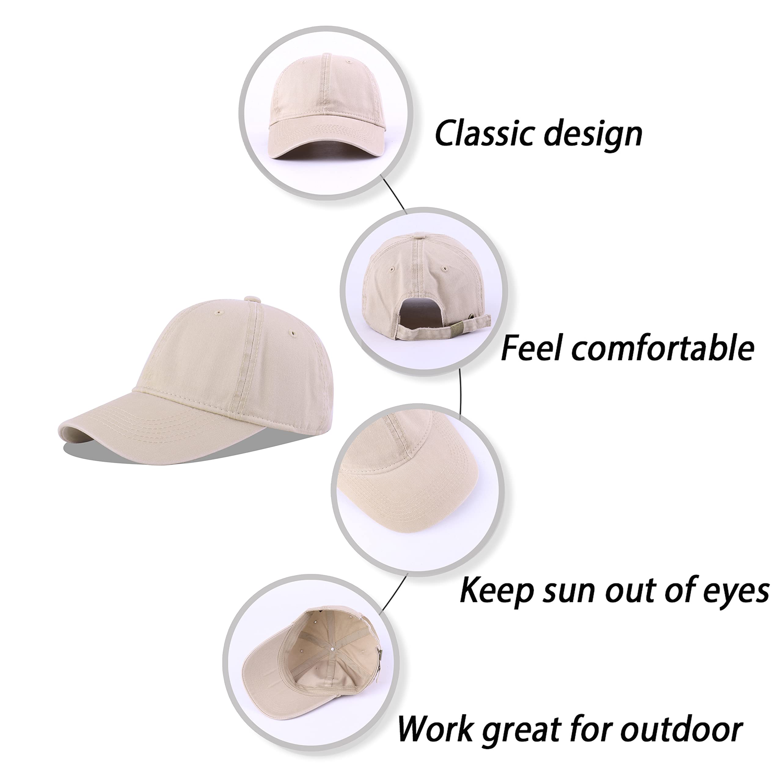 LANGZHEN Unisex Baseball Cap 100% Cotton Fits Men Women Washed Denim Adjustable Dad Hat