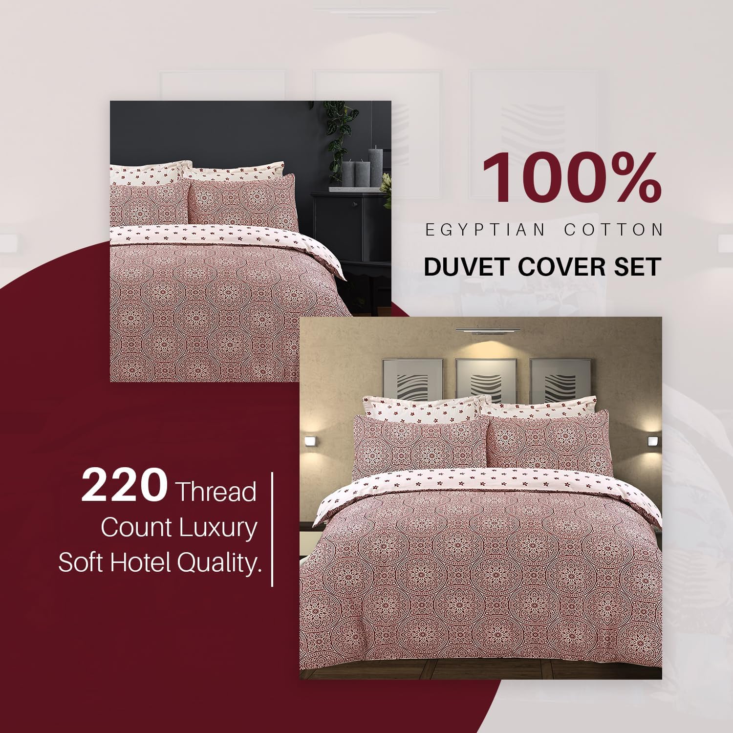 Double Duvet Set 220 Thread Count 100% Egyptian Cotton